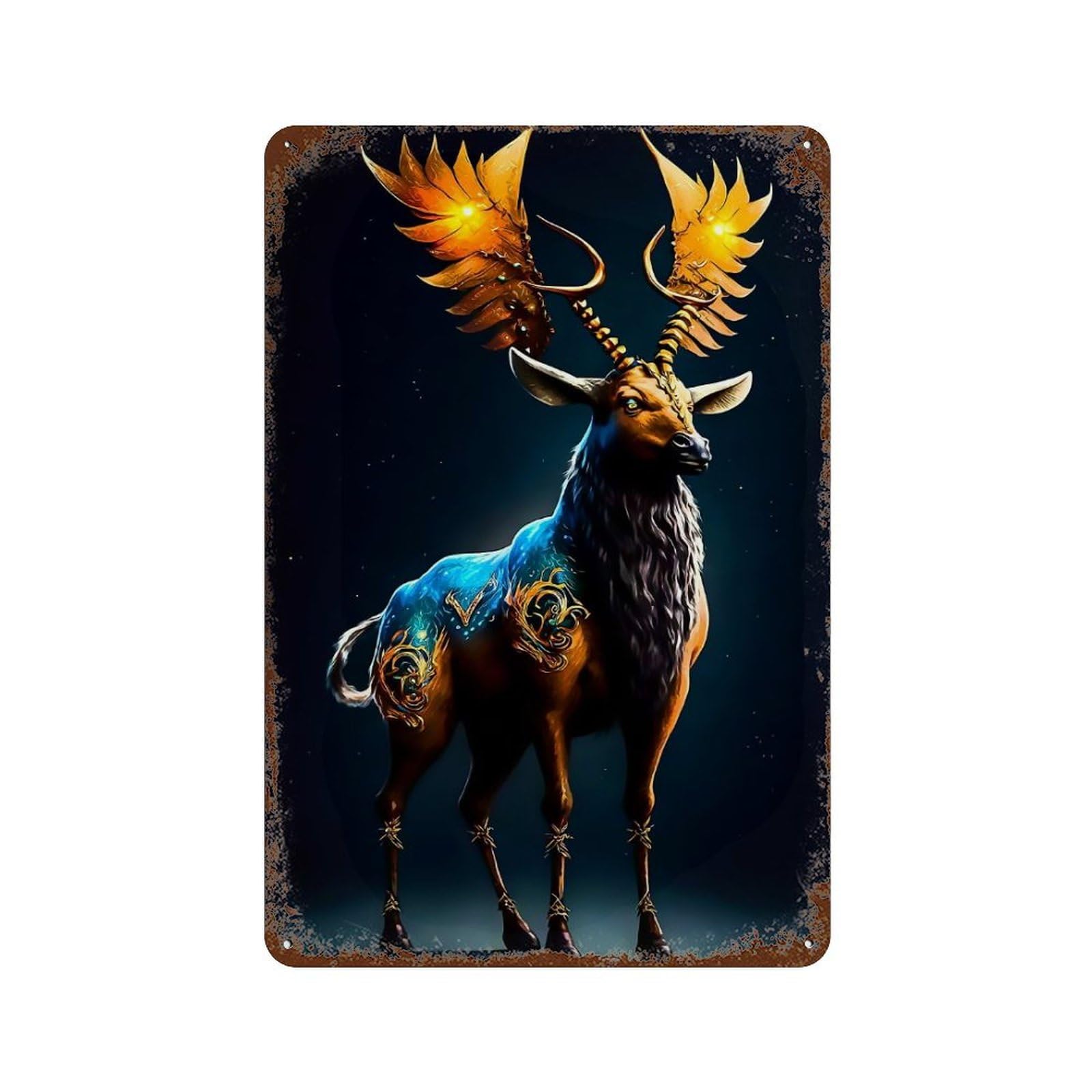 Garage Style Deer Rusty Metal Tin Sign 11.8"x7.9", Classic Wall Plaque for Bar And Workshop