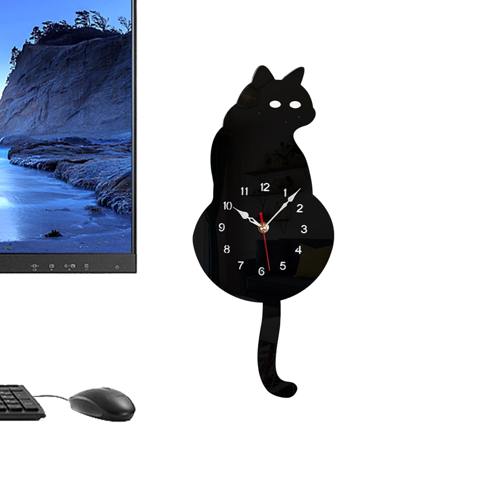 Horloge chat silencieuse pour cuisine et salon - Style rétro vintage