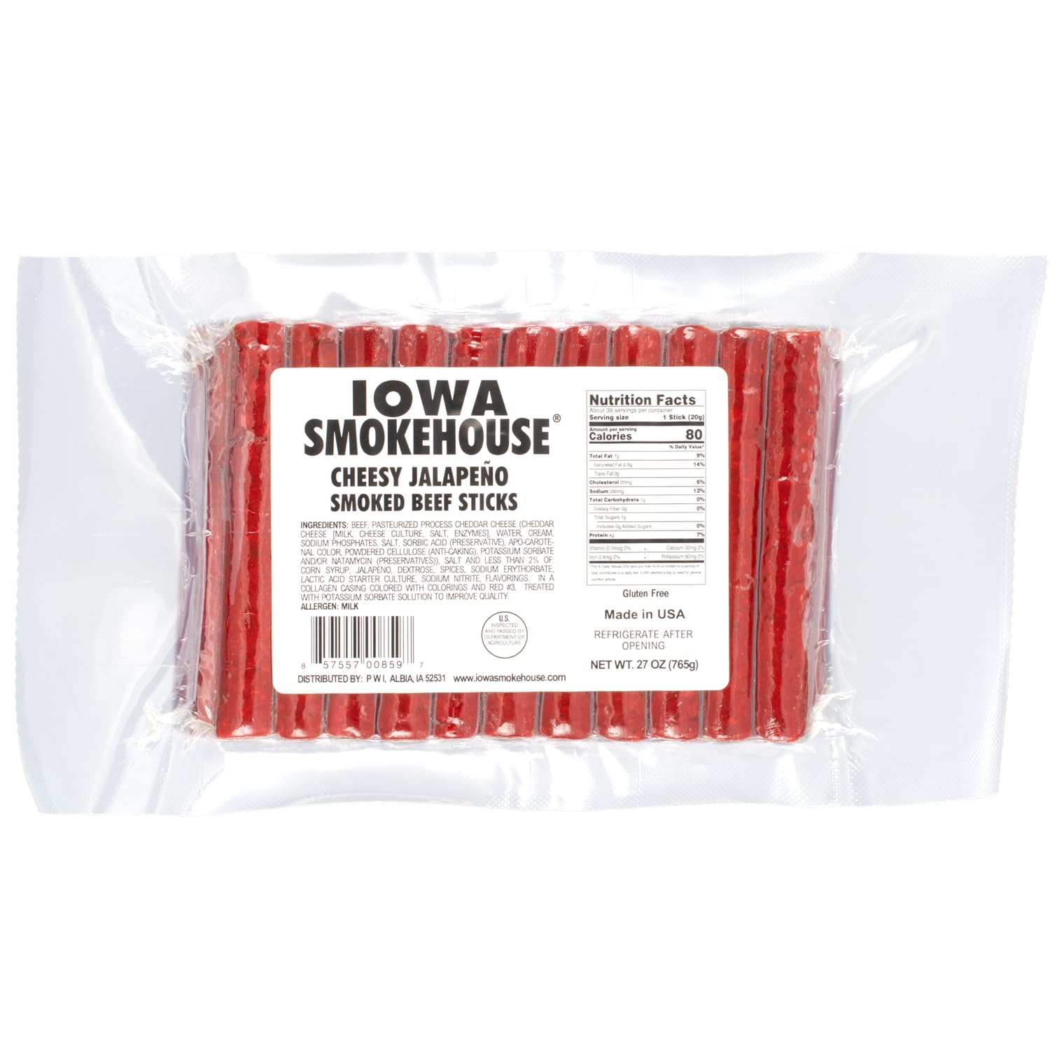 Smoked Beef Sticks, Cheesy Jalapeno, 27-oz. - IS-SBS27CSP