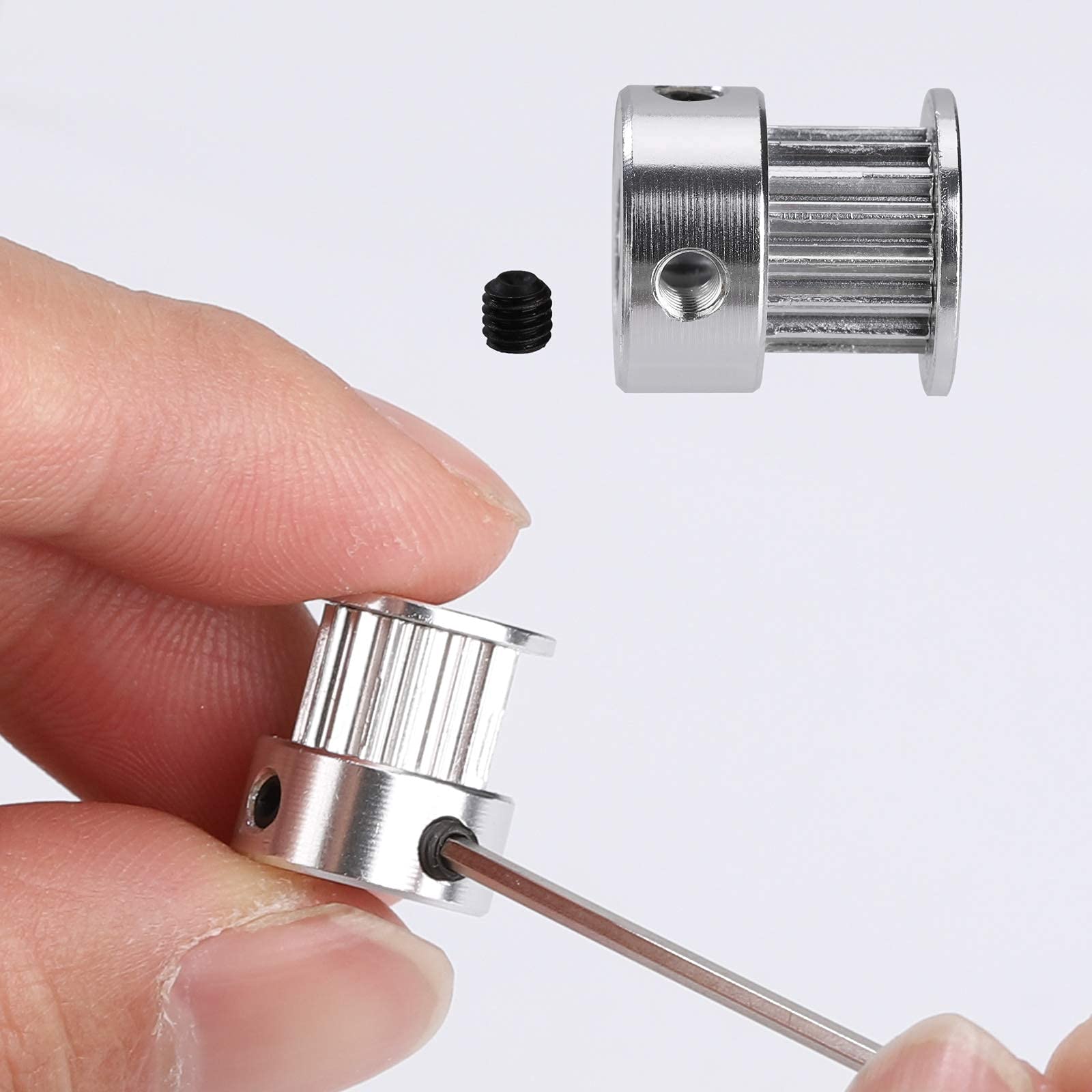 Puleggia Cinghia Dentata GT2 Foro 5 mm 16 Denti in Lega di Alluminio con Chiave Esagognale per 6 mm Ampia Cinghia Stampante 3D Macchina CNC 11 Pezzi