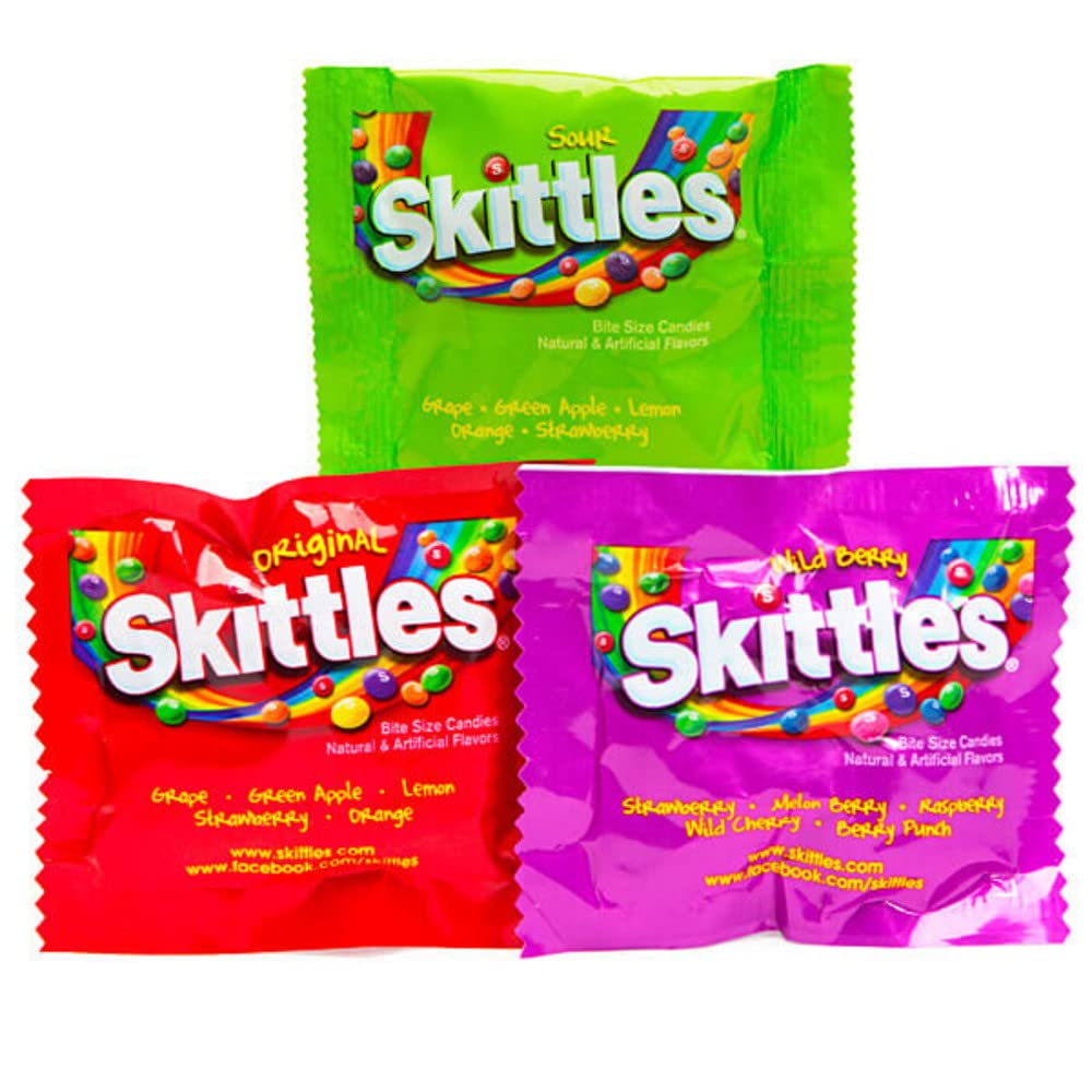 Sweet and Sour Skittles Assorted Flavors Candy Variety Pack Fun Size