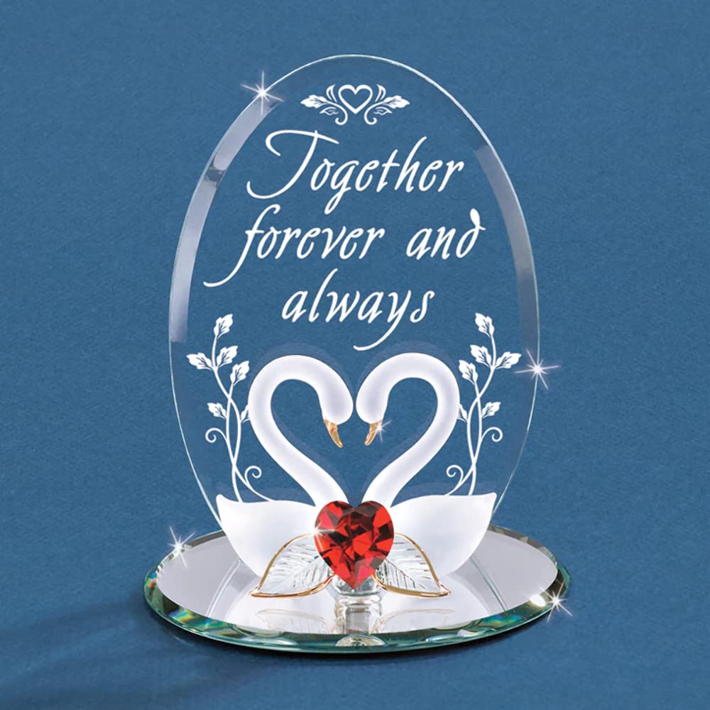 Glass Baron Gold Swans Together Forever And Always Love Figurine