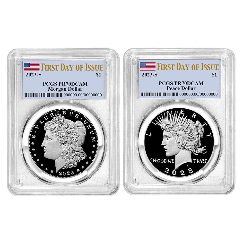 2023 S 2023-S Proof $1 Morgan and Peace Silver Dollar 2pc Set PCGS