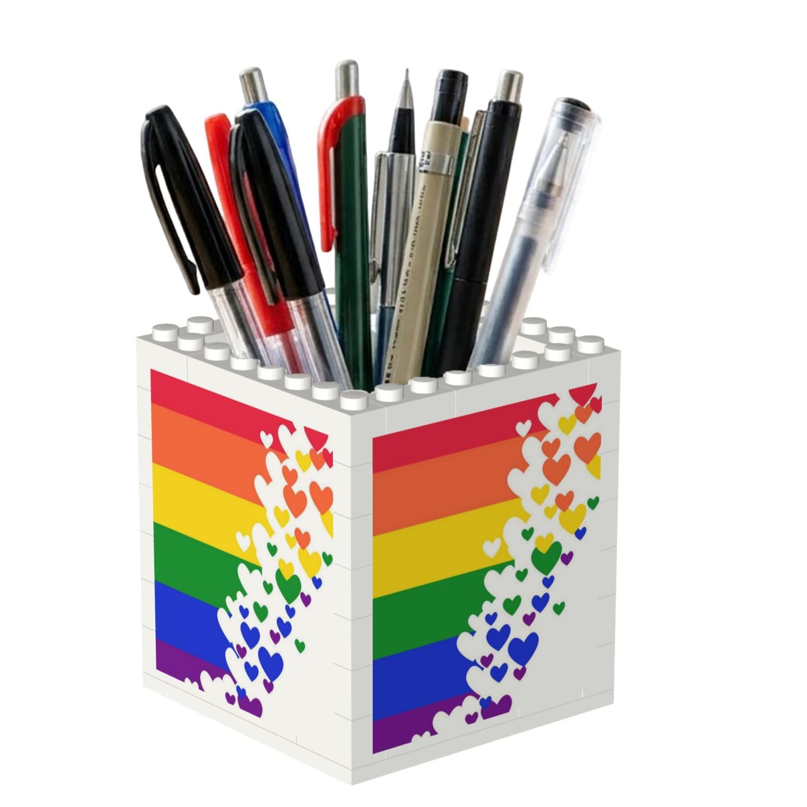 Poadnly Rainbow Flag Gay Pride Lesbian Lgbt, Pen Pot Pencil Holder for Office Home School, Compact Desk Organiser for Office Stationery