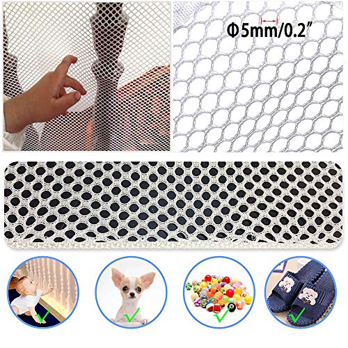 Child Proofing Banister Guard Net, Durable Baby Proofing Stairs Rail Safety Net, 10ft Lx2.5ft H Outdoor Balcony and Indoor Stair Railing Safety Mesh (White)