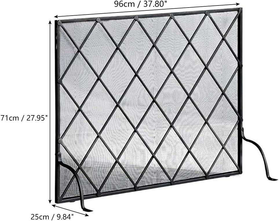 Fireplace Screen Guard, Single Panel Fireplace Screen with Steel Mesh, Heavy-Duty Fire Screen Spark Guard for Living Room Safety and Decor, 37.8x27.95in (Black)