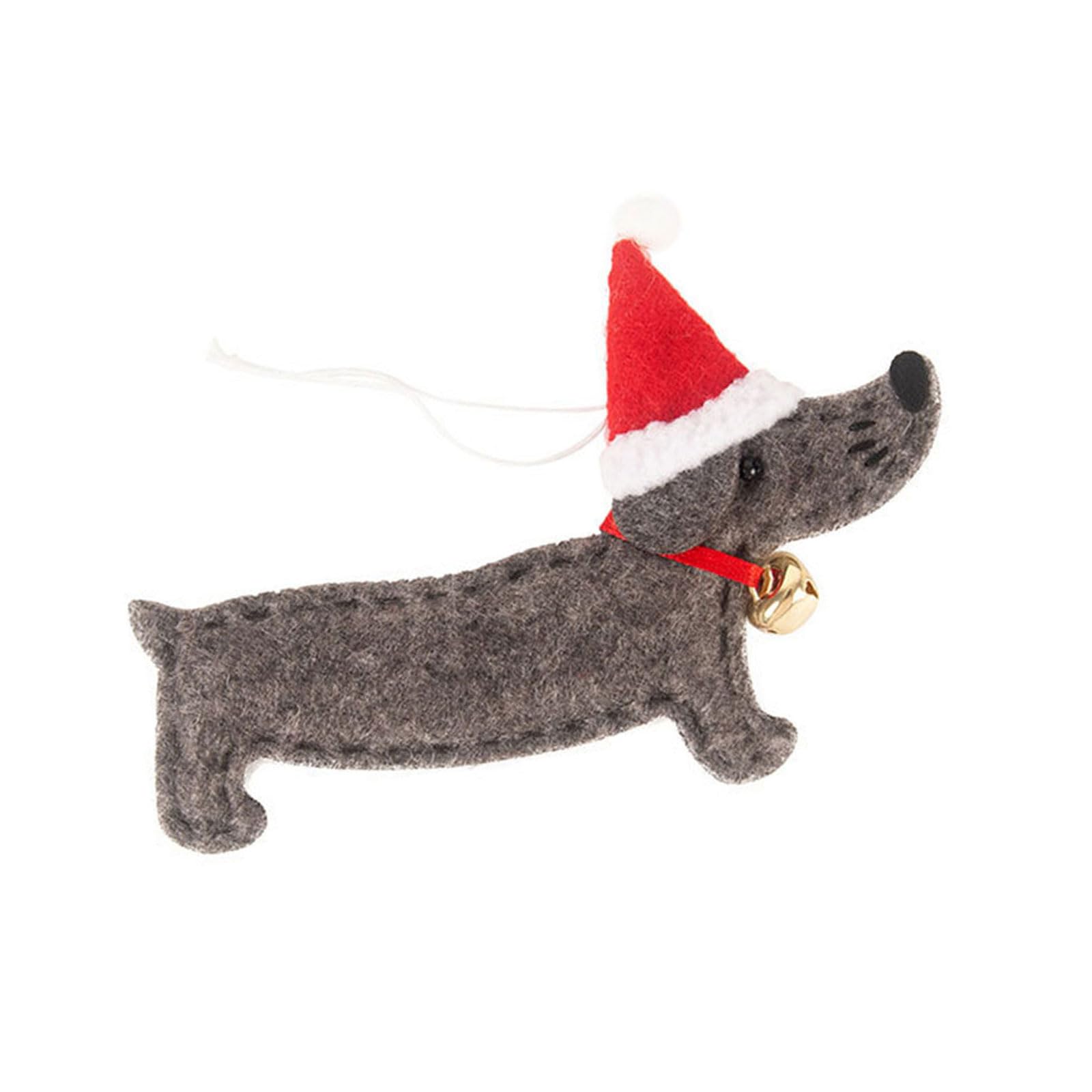 Lerpwige Cartoon Dachshunds Christmas Tree Hanging Ornament Nonwoven Fabric Safe Holiday Decoration Multipurpose Accessory Dog Christmas Decoration
