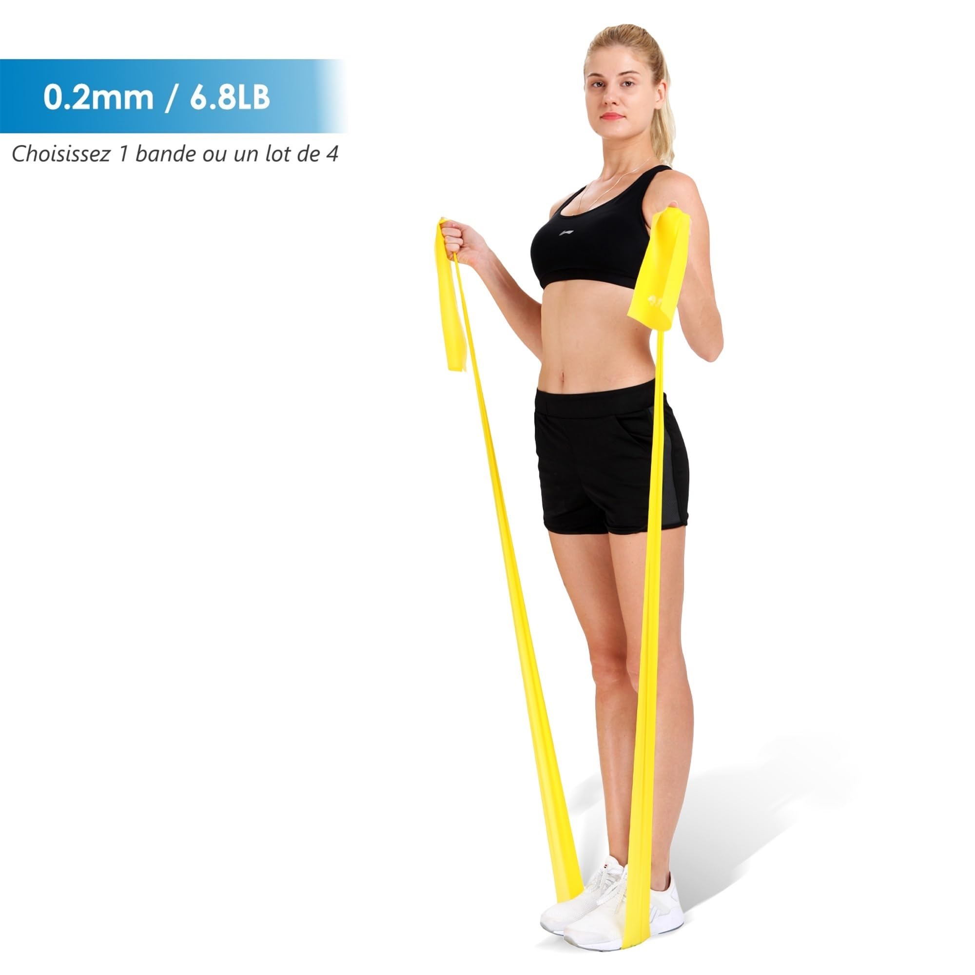 Bandes résistance latex lot de 3 (bleu/violet/rose), haut/bas corps, yoga/Pilates