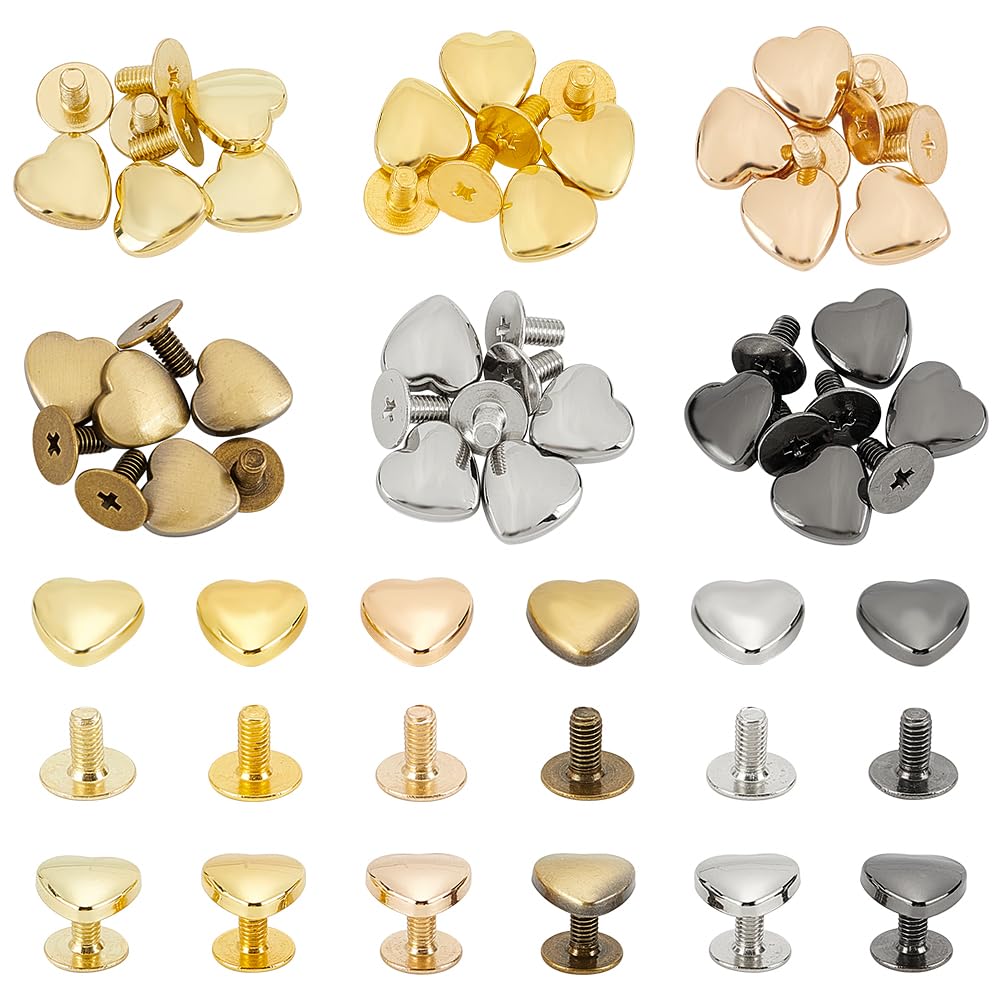 ANATTASOUL Metal Heart Shape Decoration Stud Rivets for Belt Clothes Purse Handbag Craft DIY Embellishments Accessories 24pcs-image-15