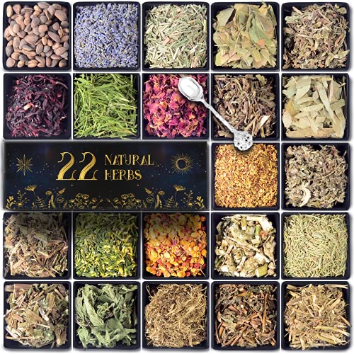 Dried Herbs Witchcraft Supplies, 22 Natural Witch Herbs for Spells with Magical Uses, Wiccan Supplies and Tools, Beginner Witchcraft Kit Magic Herbs kit Witch Stuff for Pagan, Wiccan Rituals, Voodoo