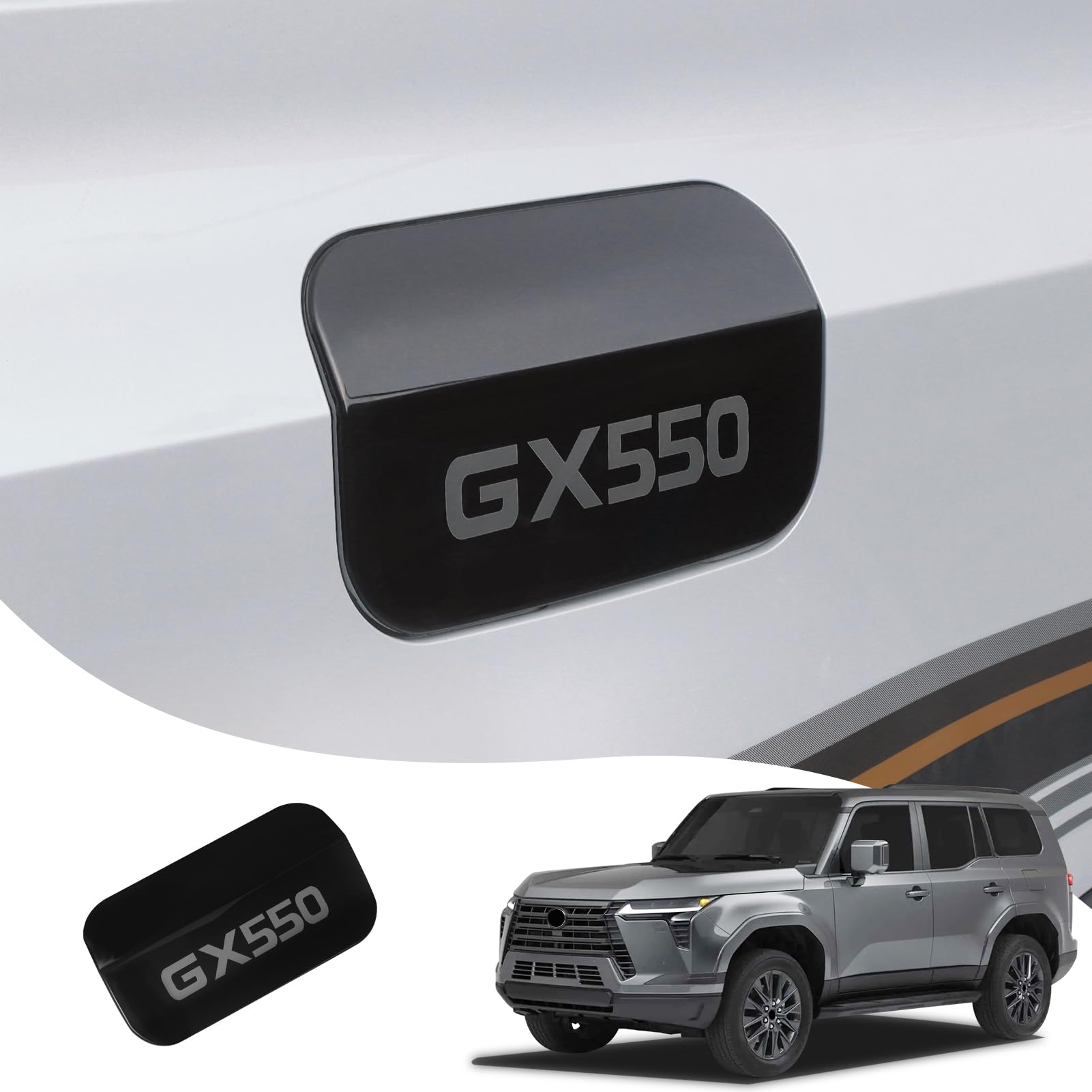 Fuel Tank Cap Decorative Sticker for 2024 2025 2026 Lexus GX550 550H Carbon Fiber Pattern Fuel Protective Cover Patch Exterior Modification Accessories (Black)