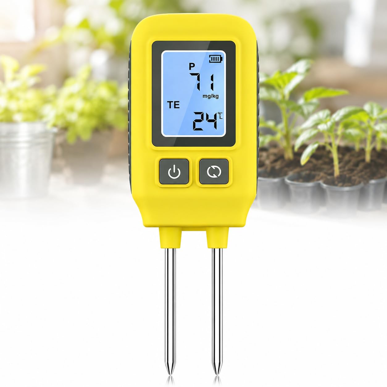 TsoLay Soil PH Meter, Soil Moisture Sensor Meter with Digital LCD Display, Nitrogen Phosphorus Potassium Temperature Measurement,High Accuracy Soil Temperature Tester for Garden Nutrients