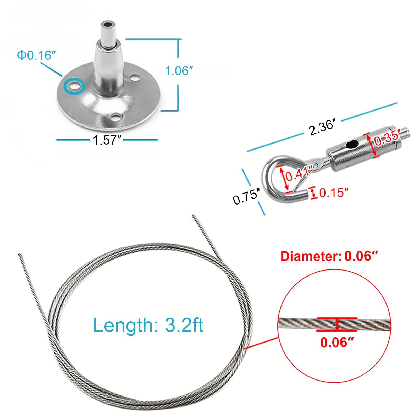 OTTFF 10 Pack 3.2 ft Ceiling Sign Hanger, Suspension Cable Wire