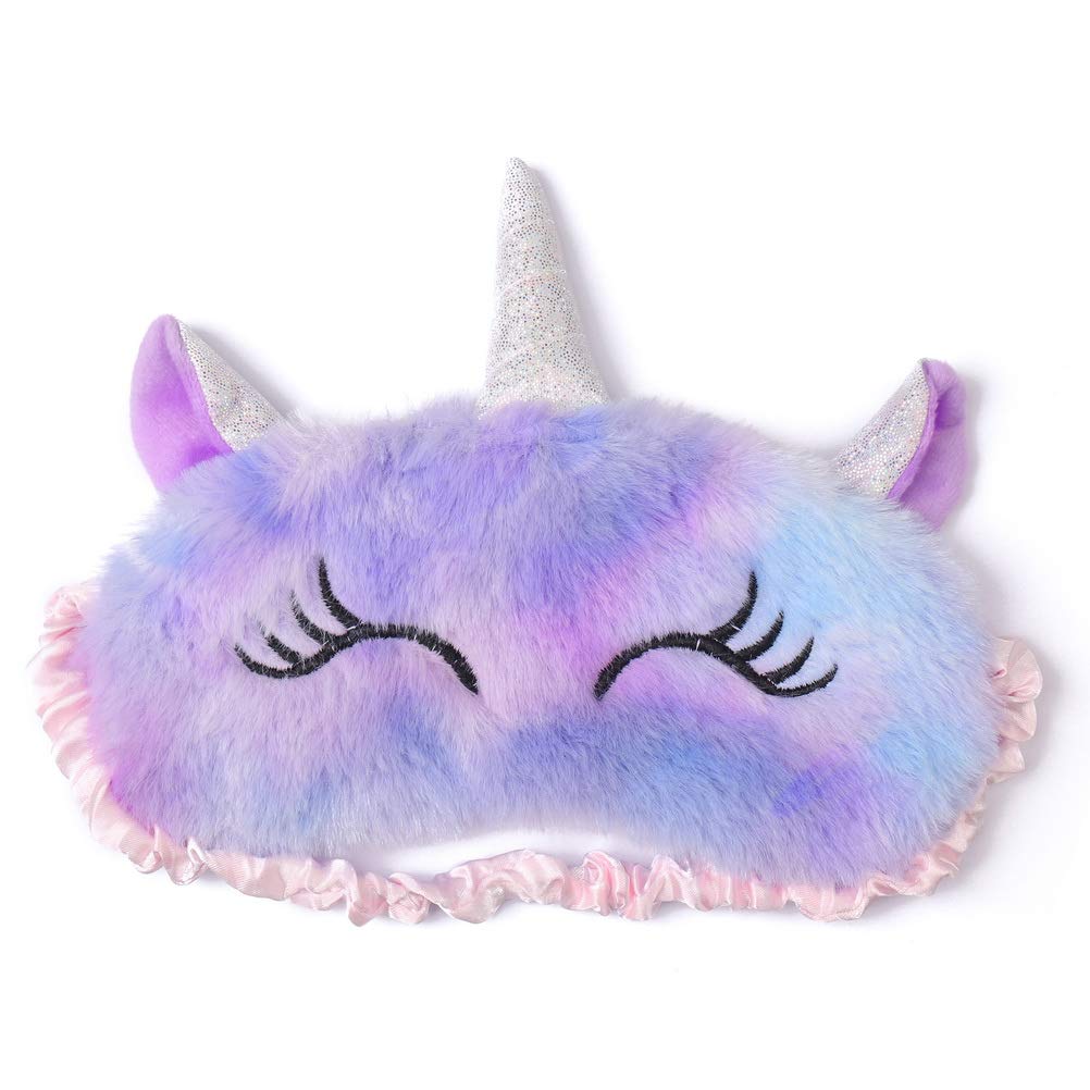 Antifaz para Dormir Felpa, Antifaz Dormir Unicornio Violeta Suave Mascara para Dormir Animal con Banda Elástica, Antifaz para Dormir Ojos Mujer Niños para Avión, Tren, Hotel, Descanso