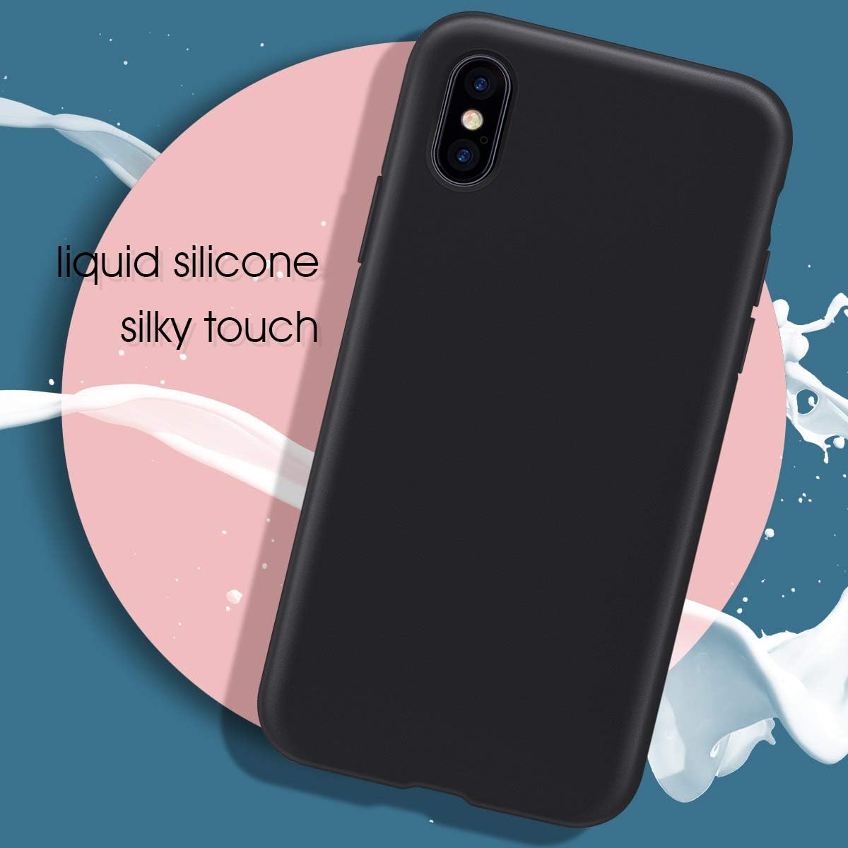 MILPROX iPhone Xs MAX Case Liquid Silicone Gel Rubber Shockproof Cover with Microfiber Cloth Lining Cushion Case for iPhone Xs MAX 6.5"(2018) (Black)