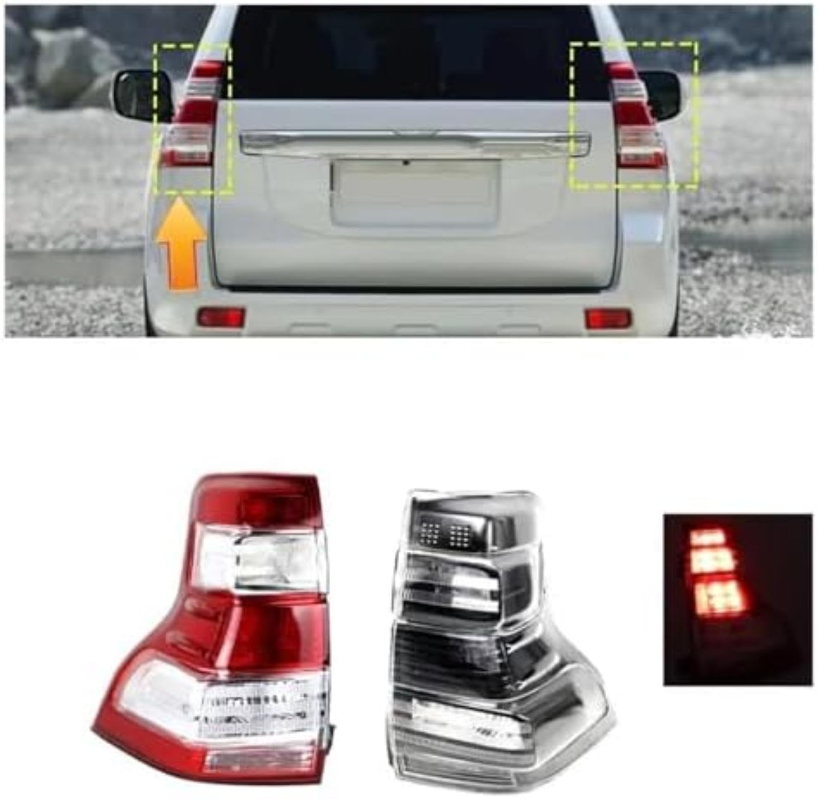 Riflettore paraurti posteriore, per Land Cruiser, per Prado Fj150 Lc150 2014-2017 Gruppo fanale posteriore per auto Indicatore di direzione Lampada freno Luci posteriori (Red (Red Left)