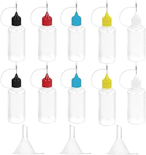 Sponsored Ad - 10 Pcs 1 Ounce Precision Tip Applicator Bottle 30 ML Translucent Glue Bottles Multicolor Lid with 3 Pcs Min...