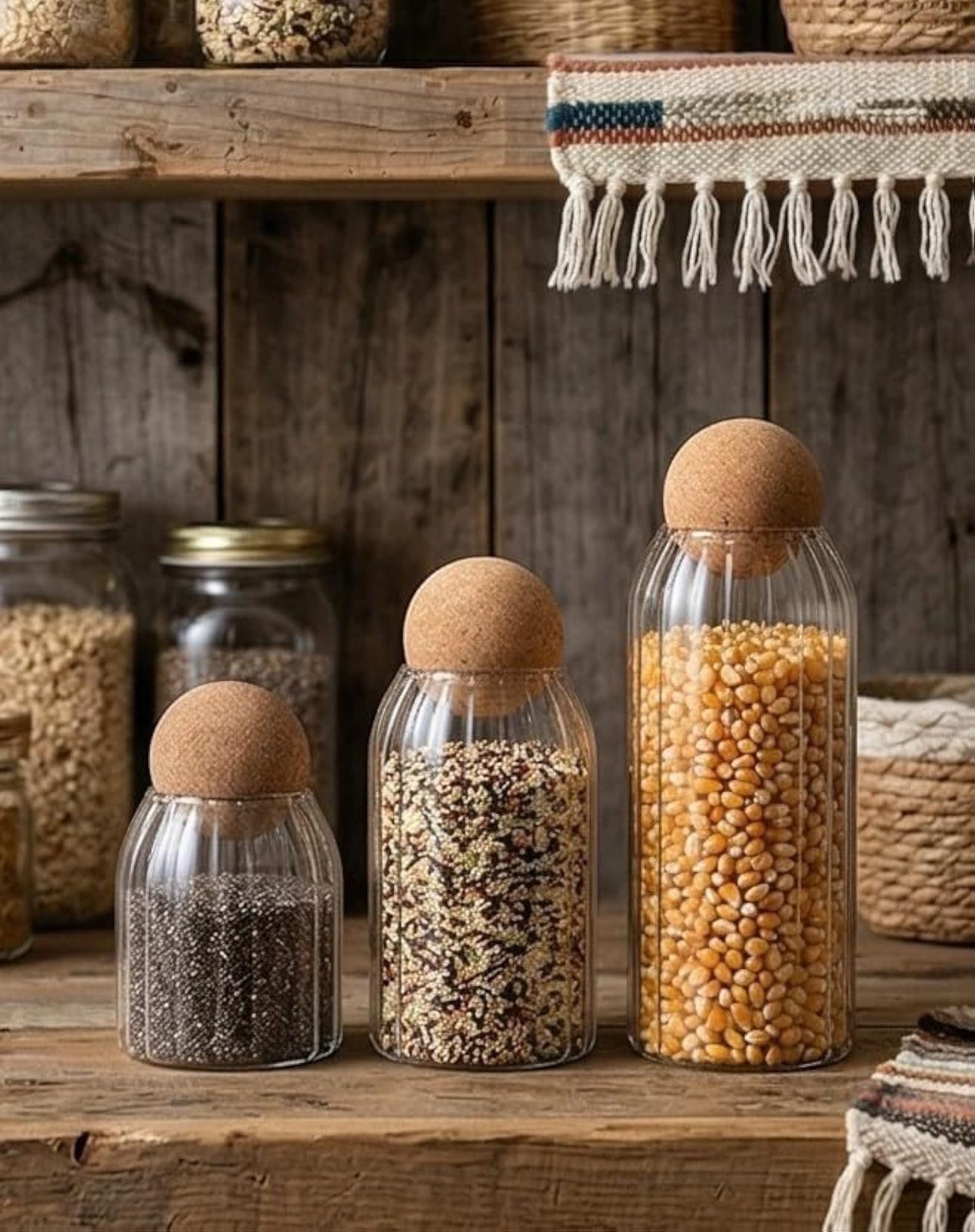Glass Storage Container Jar with Round Ball Cork