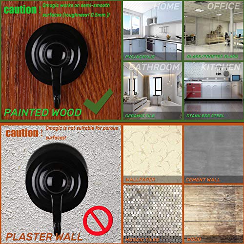Qmagic Heavy Duty Suction Cup Hooks - Wall Vacuum Holder For Tile, Glass And Mirror -360° Rotation - Removable - Patented Design(Black, 2) #TOP5
