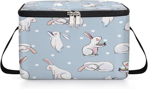 Miniatura 8 de QsirBC Bolsa de almuerzo con aislamiento de lunares de Pascua para mujeres, reutilizable, bolsa cuadrada de comida para adultos y hombres, lonchera