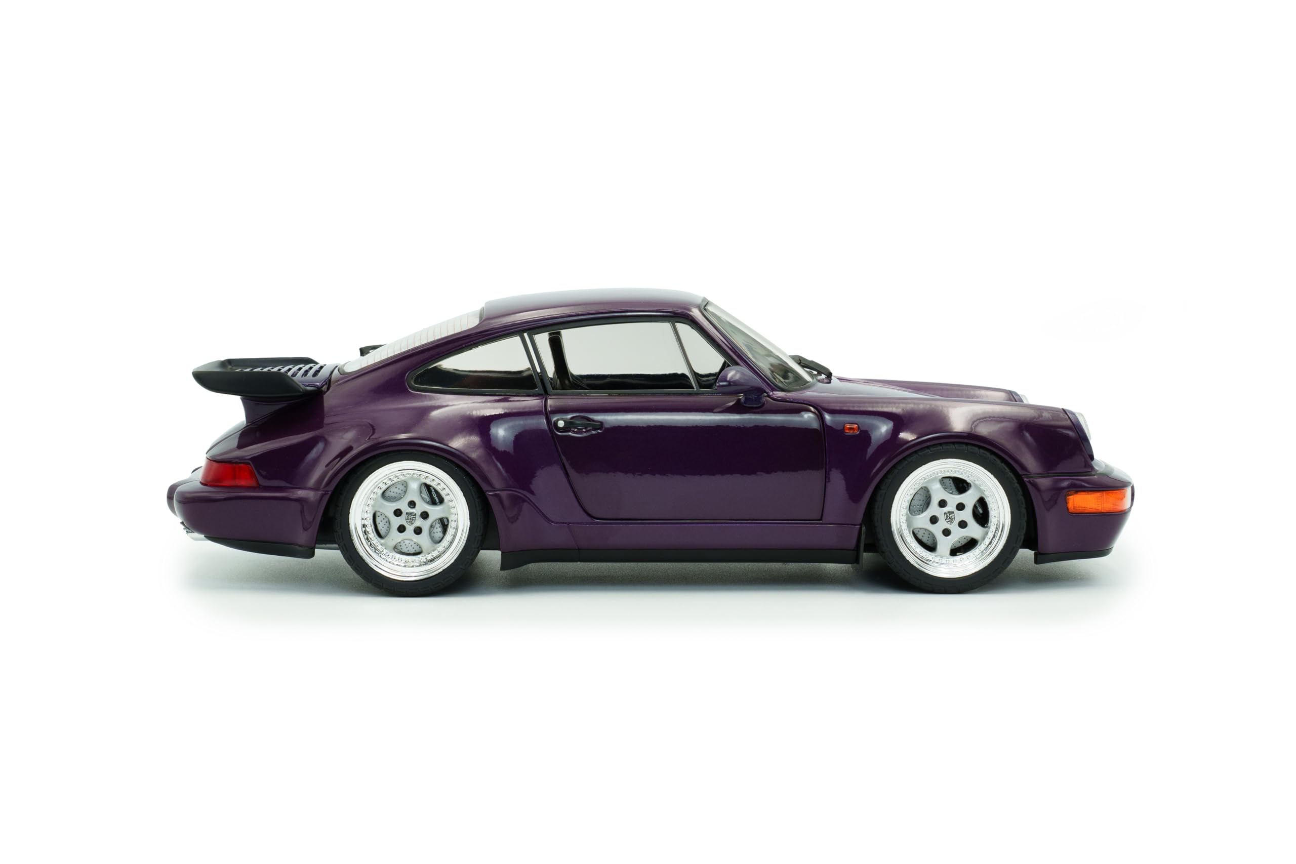 Solido Porsche 911 (964) Turbo (1990) - Carrozzina sportiva classica con ampia carrozzeria turbo, vernice metallica, Diecast modellino auto, blu viola, 1:18