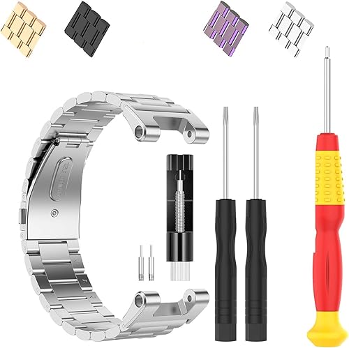 FitTurn Compatible con las correas Amazfit T-Rex, pulsera elegante de repuesto de acero inoxidable sólido de metal ajustable con herramientas de