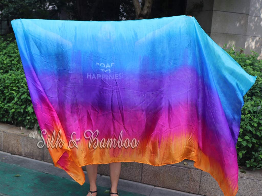 Velo Danza Del Ventre Winged Sirenny - Seta 270x110cm, Colori Tie-Dye, Orli A Mano, Accessorio Professionale