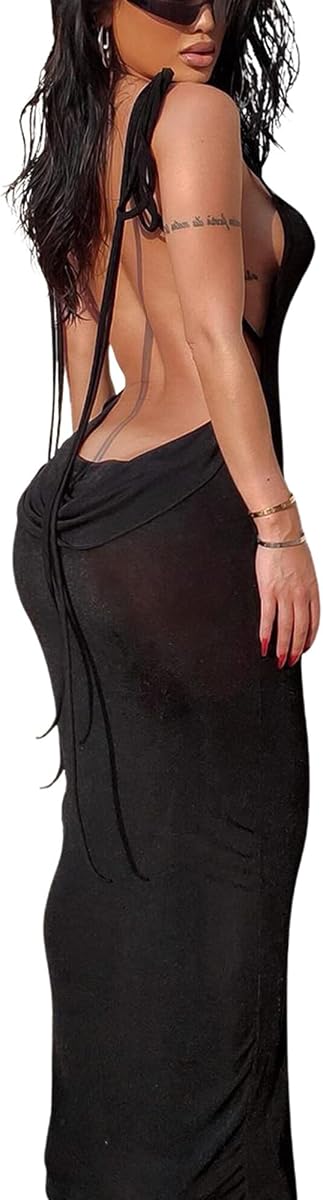 Doweha Vestido largo sin espalda para mujer, sin espalda, para cóctel, para salir, 2026