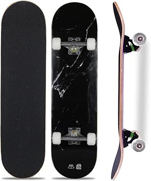 Skateboard, Complete / Skateboard, Complete Item, Maple Deck, Skateboard Set, Skateboard Complete Skateboard, Finished Product, 31 x 8 Inches, Beginner, Advanced, Kids, Youth, Adult Practice, Competition, Skateboard, Surf Skating, Concentration and Balance Development, Recessed Skateboard, Shock Absorption, Design, Quiet and Abrasion Resistant Color A