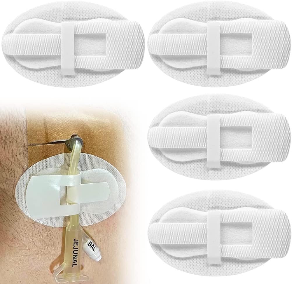 Catheter Stabilization Device Feeding Tube Holders PD Dialysis Patch for Peg Tube J Tube G-Tube Peritoneal Dialysis Accessories Drain Cath Stabilizer Adhesive Bandages (Pack of 10)