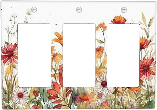 Miniatura 127 de Placa Cubierta de Interruptor de Luz de Palanca Individual con Diseño de Flor Botánica en Tablero de Madera Rústico Estilo Granja - Placa de Pared