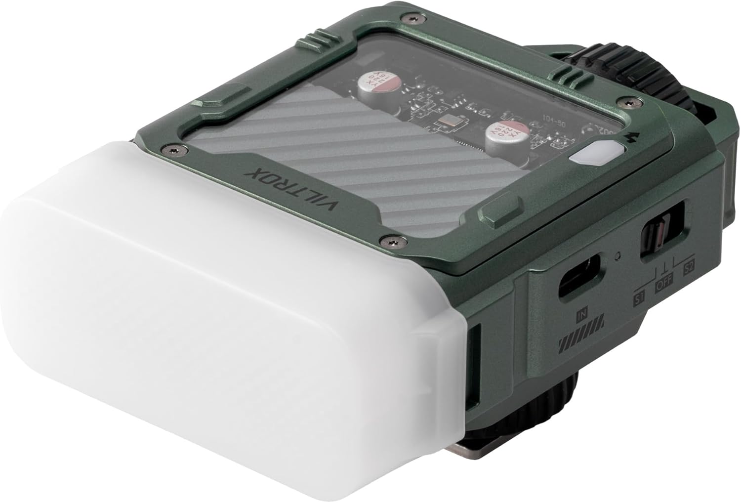 VILTROX Spark Z3-N flash with the white softbox diffuser attached to the flash head.