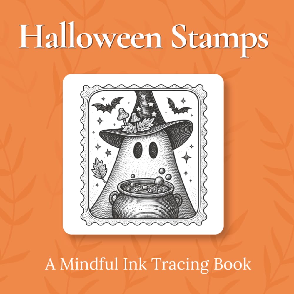 Halloween Stamps - Ink Tracing book: Mindful tracing activity to relax and unwind. 30 Halloween images to trace with ink (Mindful Ink Tracing - Fall Series)