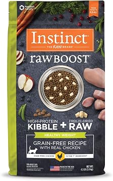 Instinct Raw Boost Healthy Weight, Natural Dry Cat Food with Freeze Dried Pieces, Grain Free Recipe - Real Chicken, 4.5 lb. Bag