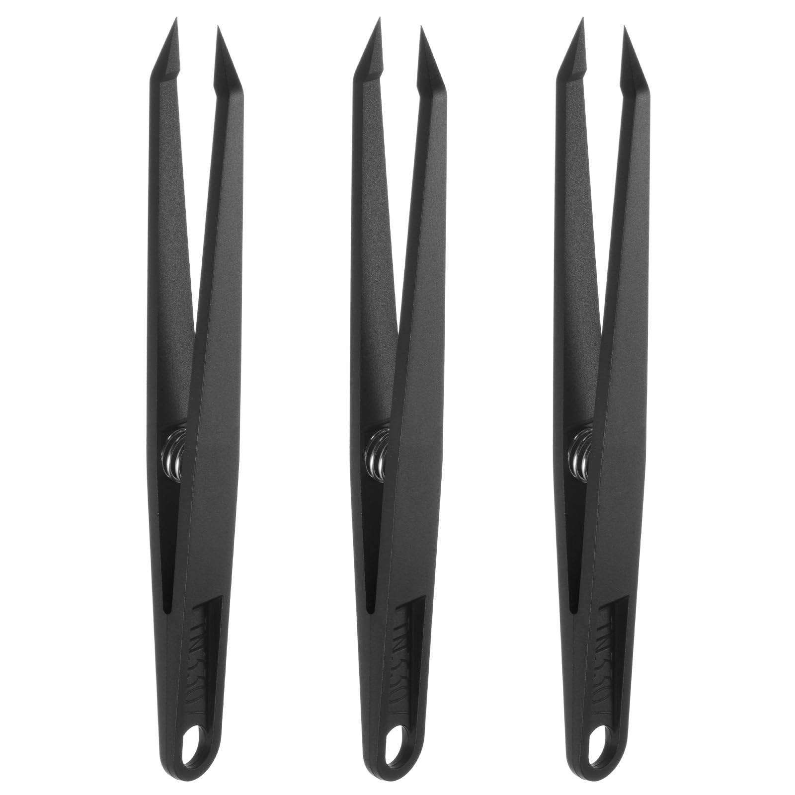 HARFINGTON Pinzette adesive per lavori artigianali, punta dritta da 11,5 cm, con molla, in plastica, pinzette artigianali per adesivi, scrapbooking, extension per ciglia, colore nero