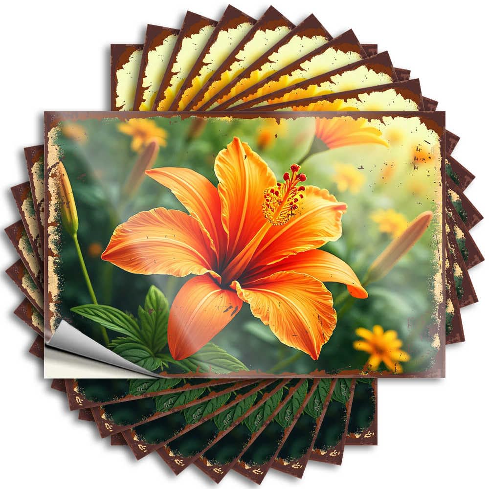 Lettering Sticker Gaming Room Accessories Waterproof Vinyl Sticker | Vibrant Orange Lily Blooms in Sunlit Garden Inspirational Bumper for Farmers DIY Projects(12X18CM)