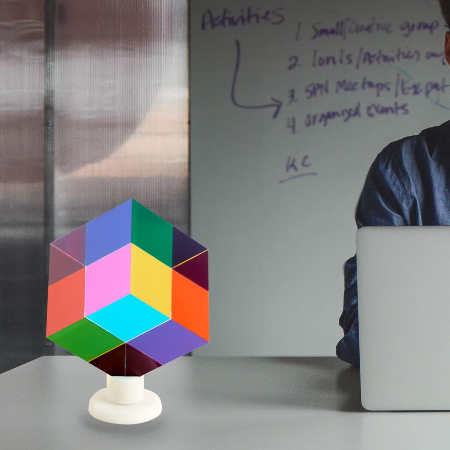 CMY Mixing Colour Cube, 60mm (2.36 inch) Acrylic Color Prism Cube, CMYcube for Home or Office décor, STEM/STEAM Desktop Physics Toys, Science Learning Educational Gift for Kids