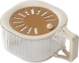 Homyl Drain Basket Panier à Fruits avec Séparateur Amovible Couvercle Ventilé Poignée Pliable Solution de Rangement Compacte pour Laver et Garder, Couleur Café