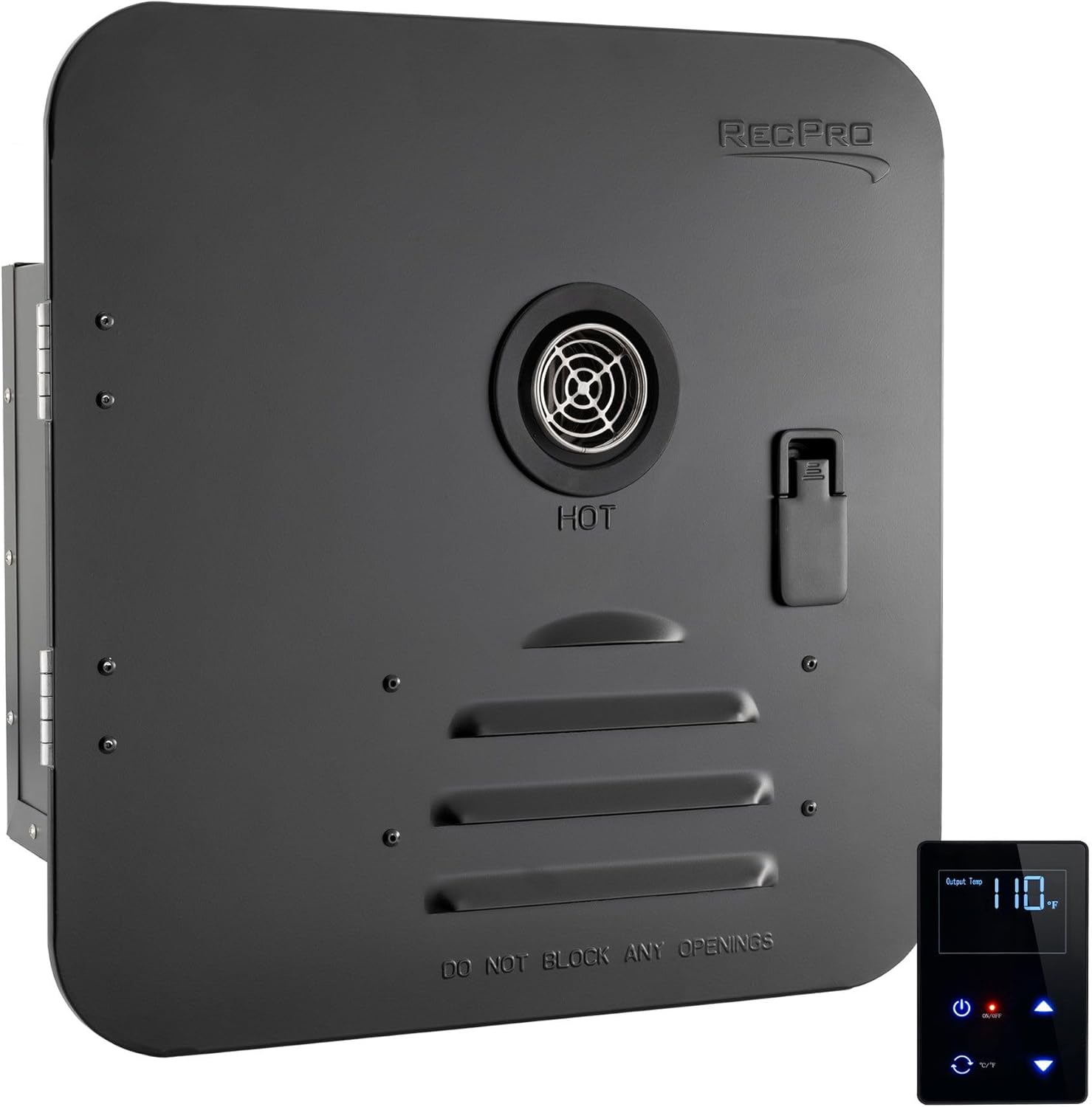 RecPro RV Tankless Hot Water Heater | On Demand Hot Water | 42,000 BTU | Gas | Remote Control Included (18" x 18" Door Size, Black)