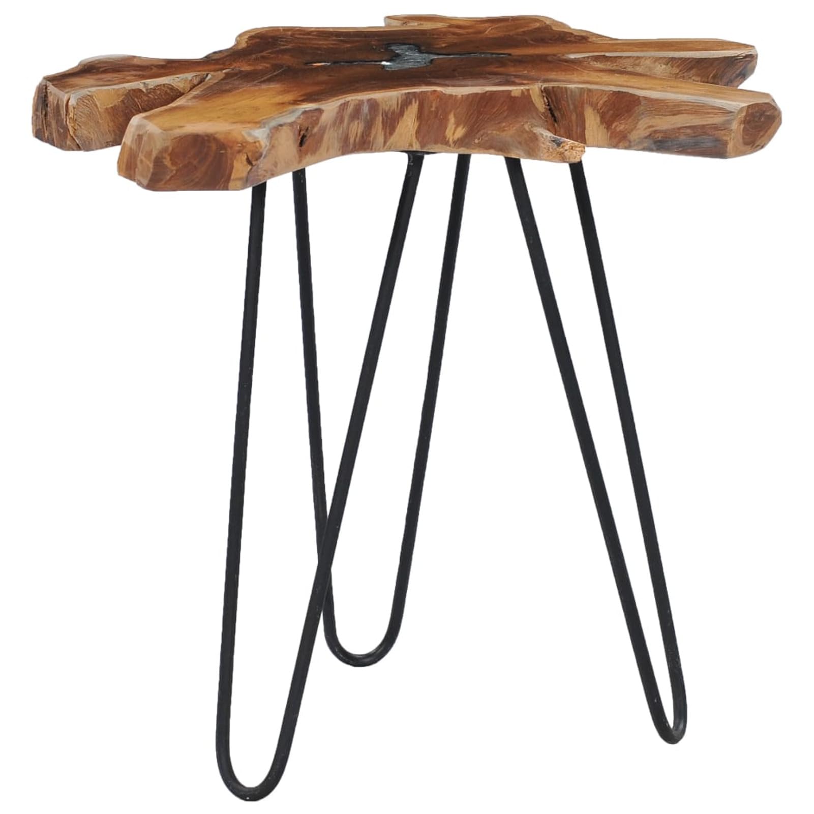 Homgoday Table basse 70 x 45 cm en bois de teck massif et polyrésine, table d'appoint pour canapé, table d'appoint pour salon, salle de réception d'invités, chambre à coucher et mobilier de bureau