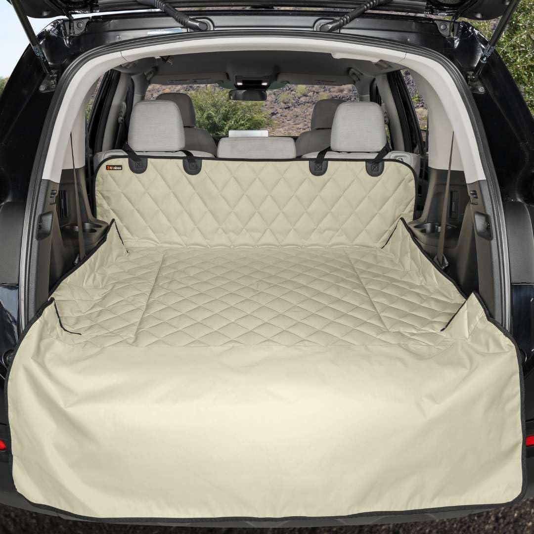 4Knines SUV Cargo Liner for Dogs – Dog Trunk Cover – Heavy-Duty, Waterproof Pet Seat Protector – Durable Cargo Liners for Dogs – USA-Based Company - Small (Tan)