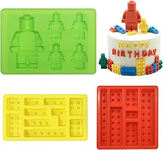 3 Pieces Building Brick Candy Mold Robots Silicone Fondant Mold Building Block Chocolate Silicone Mold for Ice Chocolate Candy Cake Making