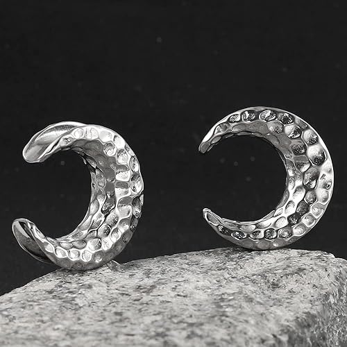Miniatura 2 de 1 Pair Classic Moon Saddle for Stretched Ears Hypoallergenic 316 Stainless Steel Ear cuff Tunels plugs 00G 8mm-25mm(0G-1'') Body Piercing Jewelry