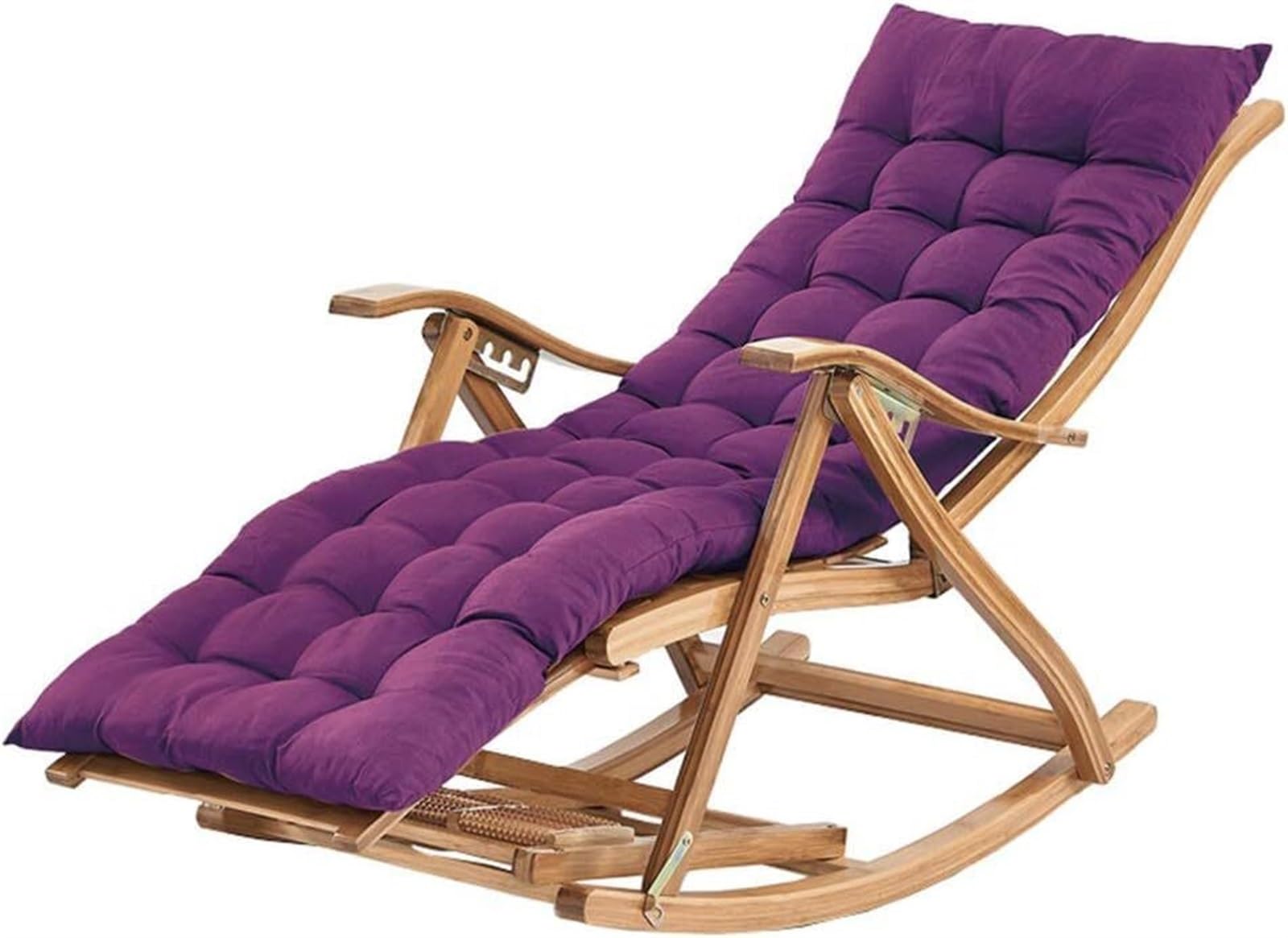 Generico Sedie Pieghevoli da Giardino, sedie a Dondolo in bambù per Esterni, per Giardino, Spiaggia, Prato, Piscina, Supporto Massimo 150 kg, con 5 Livelli di Regolazione e Massaggio ai Piedi (B)