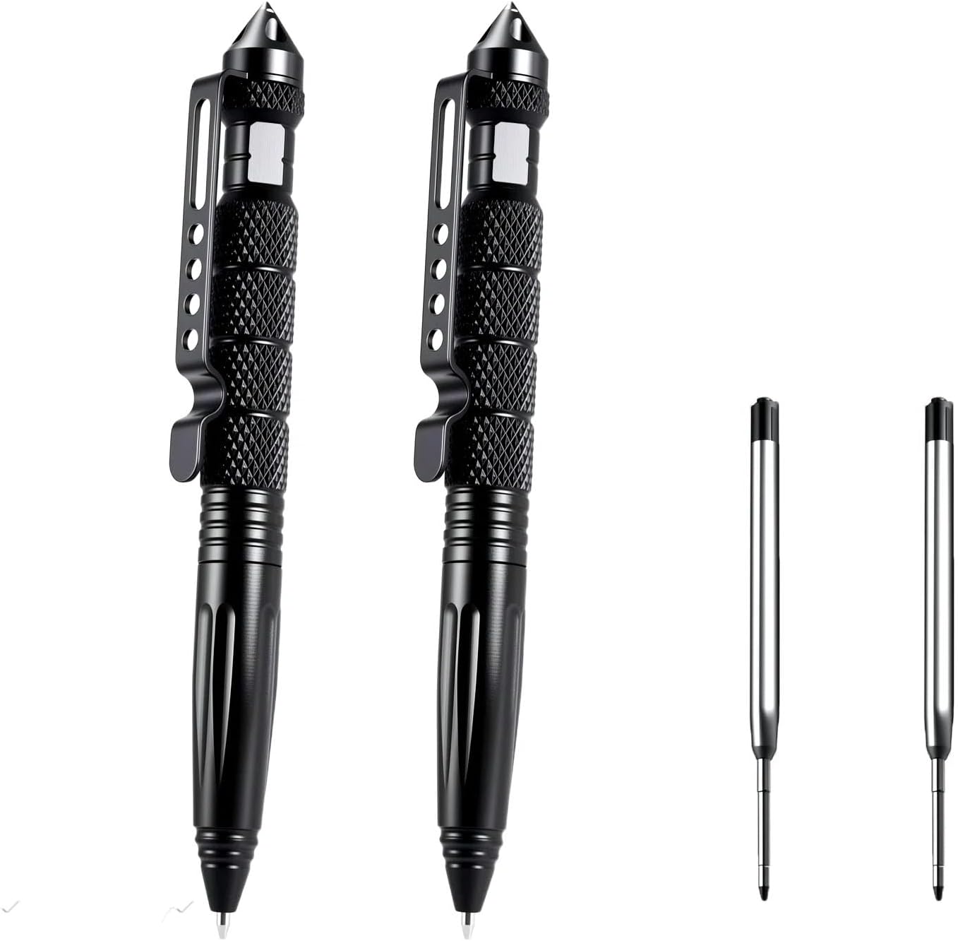 Tungsten Metal Survival Tactical Writing Pen with Conical Pen for Looking Mountaineering Tenting,Grey,Pack of two