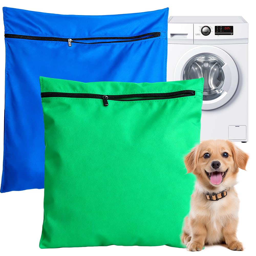 2PCS Pet Laundry Bag for Washing Machine, Petwear Wash Bag Pet Hair Remove Bag, Stops Hair Blocking Washer, Upgraded Version, Fast-Drying Bag for Pets Clothes, Blankets, 60 x 70cm