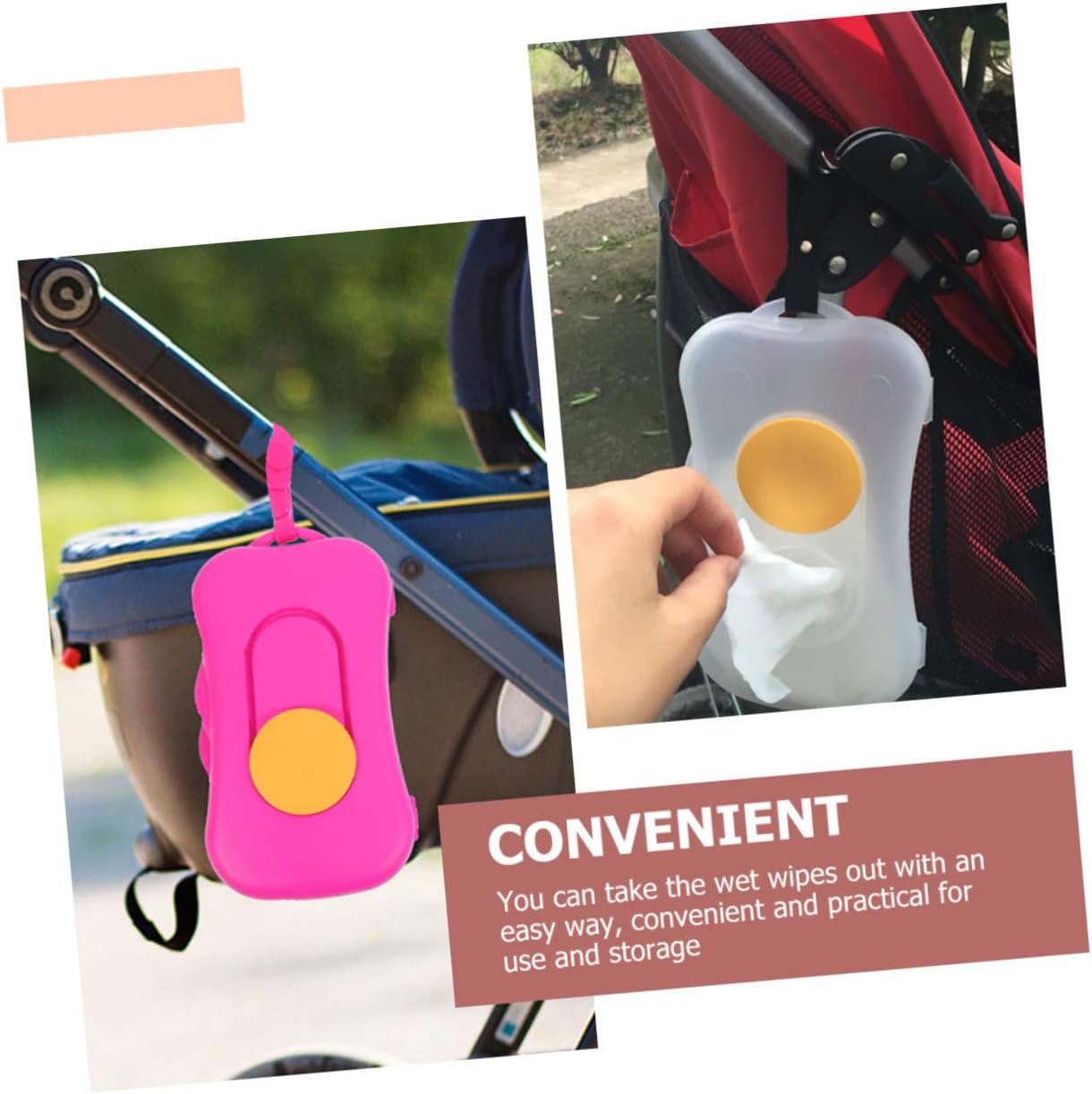 VALICLUD 2Pcs Portable Wipe Holder with Button Compact Wipes Dispenser Case for Travel Decorative Storage Box for Diaper Bags and Strollers