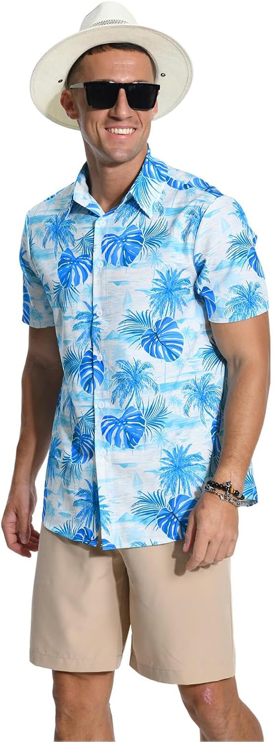 Aiyino Hawaiian Shirt for Men, Tropical Holiday Short Sleeve Casual Button Down Beach Shirts - Image 4