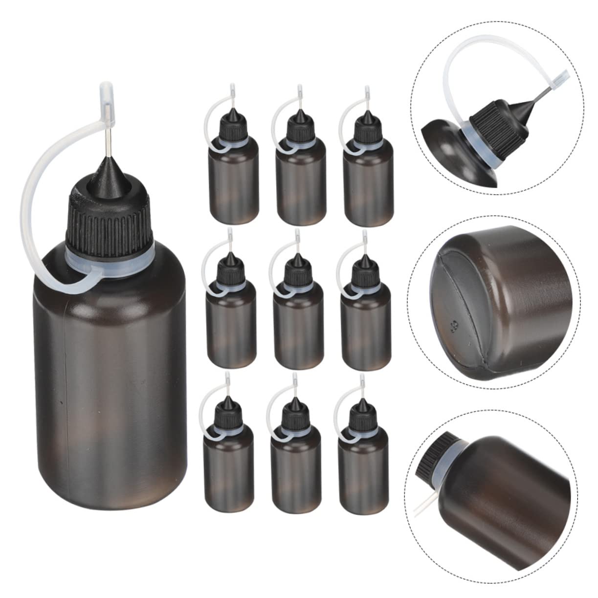 5 Sätze Ölflasche Nadel Spender Tipp Nase Düse Plastikflasche Kunststoffflasche Shampoo Bottle Wasserflasche Tragbare Trinkflasche Praktische Leimflasche Sport Black 10 Stück * 5