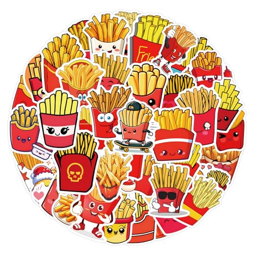 55 Pack French Fries Stickers Cartoon Kawaii Vinyl Decals